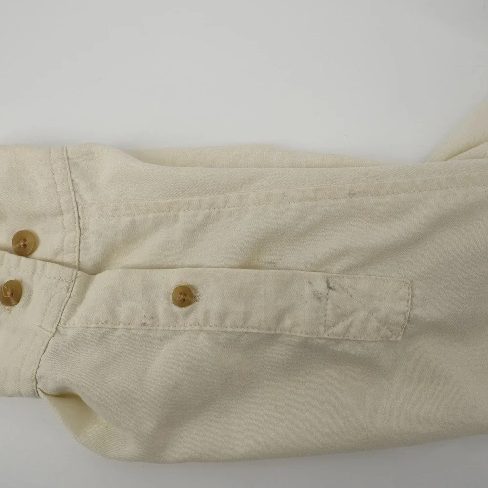 The North Face Mens XL Nylon  Long Sleeve‎ Button Up Shirt Beige Vented - Flaws
